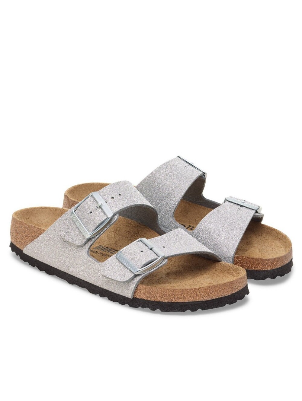 Birkenstock Arizona Synthetic in Shiny Glitter Silver sz 7 & 9 Narrow